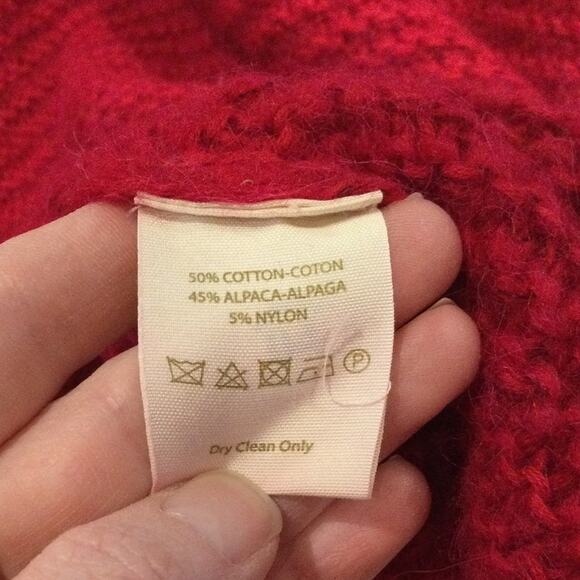 Free People Womens Alpaca Blend Sweater Size Medium All Mine Oversized Red Fall - Picture 10 of 12